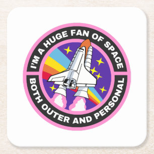 huge fan of space square paper coaster