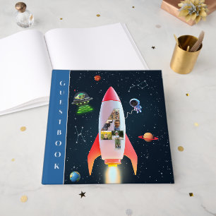 Huge Four with Photos   Rocket Space 4th Birthday Guest Book