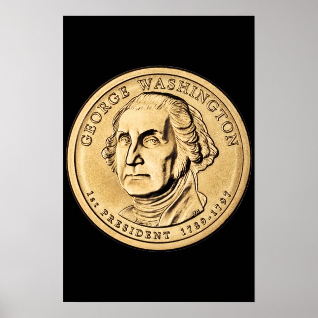 Huge Gold Washington Dollar Coin Poster (Front)