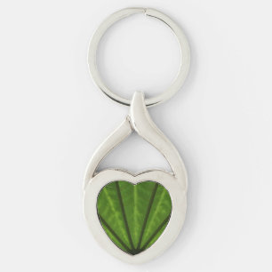 Huge Green Leaf Heart Keychain