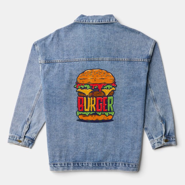 Huge Hamburger  Cheeseburger  Restaurant  Burger  Denim Jacket (Back)