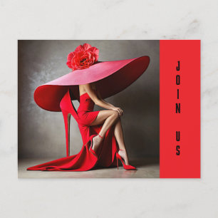 HUGE HAT DERBY PARTY INVITATION POSTCARD