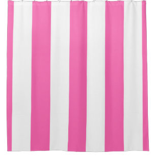Huge Hot Pink White Vertical Stripe NL #3 Shower Curtain