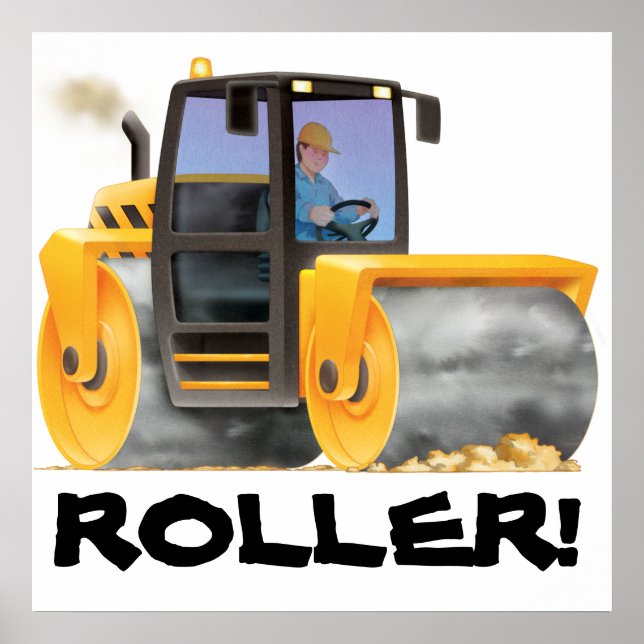 HUGE Kid's Construction Road Roller Poster (Front)