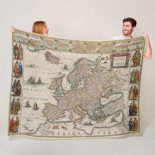 Huge Mediaeval Map of Europe (by Willem Blaeu) Fleece Blanket