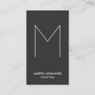 Huge Monogram Vertical Grey Business Card