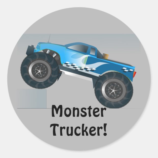 Huge Monster Truck Speedway-lover Design Classic Round Sticker (Front)
