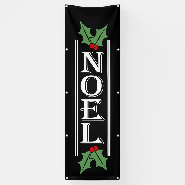 Huge NOEL Typography on Black Christmas Banner (Vertical)
