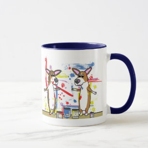 Huge Paint Mess Corgi Mug
