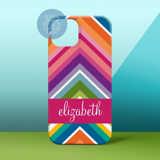 Huge Pink Orange Purple Chevron Pattern with Name (Personalized Phone Case)