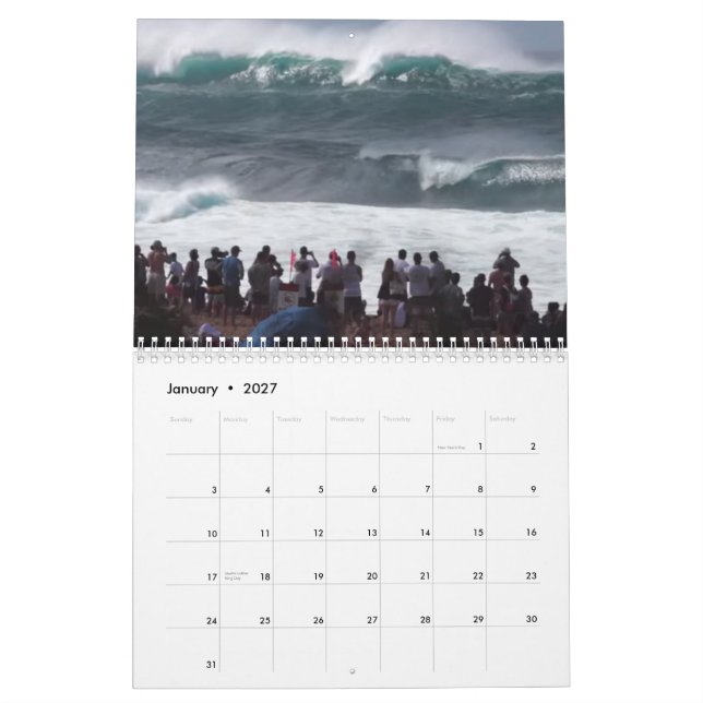 Huge Pipeline Winter Surf Calendar (Jan 2027)