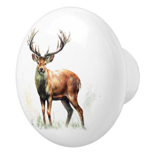 Huge Racked Deer  Ceramic Knob