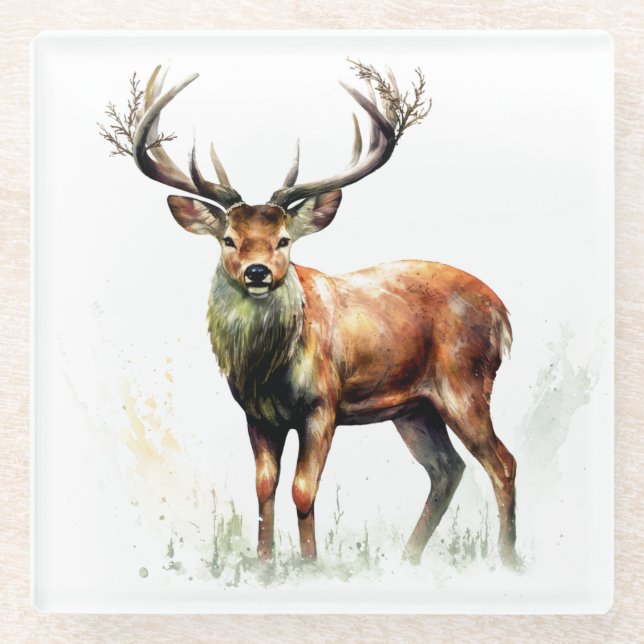 Huge Racked Deer  Glass Coaster (Front)