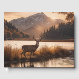 Huge Racked Deer on Mountain Lake Info / Date Guest Book