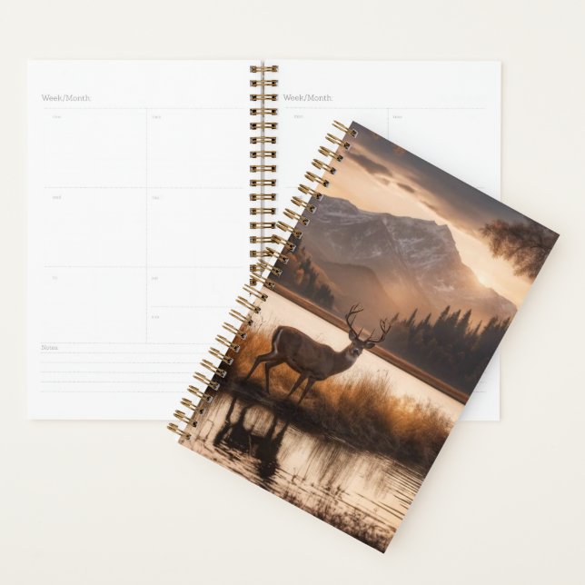 Huge Racked Deer on Mountain Lake Planner (Display)