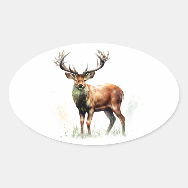 Huge Racked Deer  Oval Sticker (Front)
