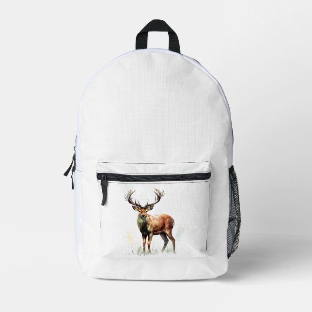 Huge Racked Deer  Printed Backpack (Front)