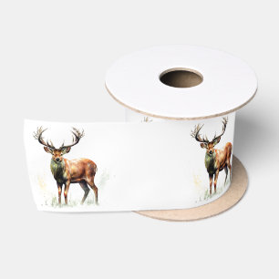 Huge Racked Deer Satin Ribbon