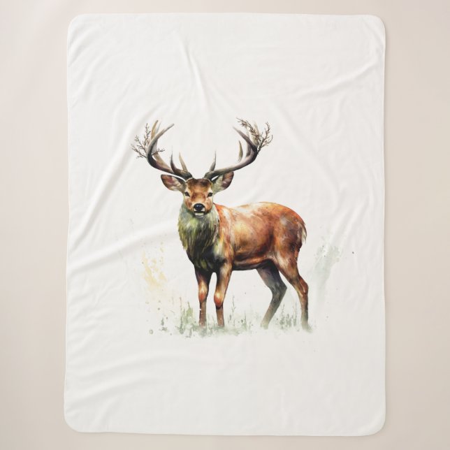 Huge Racked Deer  Sherpa Blanket (Front)