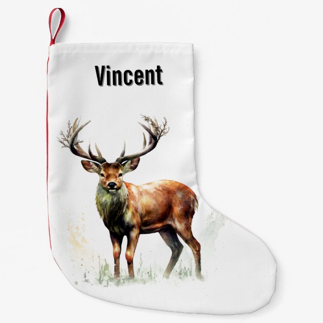 Huge Racked Deer  Small Christmas Stocking (Front)