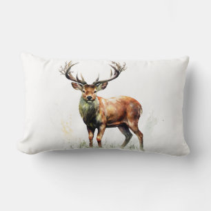 Huge Racked Deer Solid White Lumbar Cushion