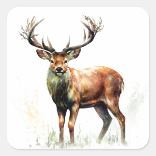 Huge Racked Deer Square Sticker