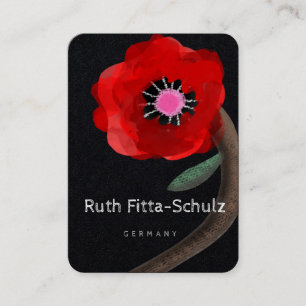 Huge Red Stems Watercolour Rose Business Card