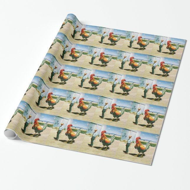 Huge Rooster Wrapping Paper (Unrolled)
