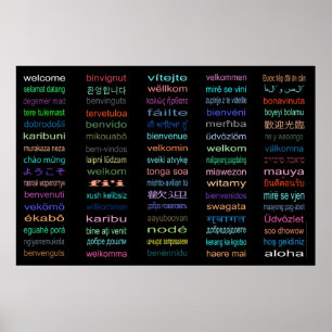 HUGE Welcome in 80 Languages BLACK Poster -5sizes!
