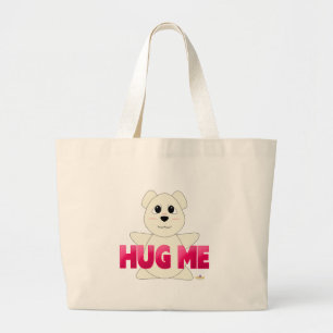 Huggable Polar Bear Pink Hug Me Large Tote Bag