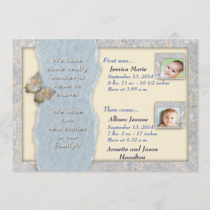 Huggable Twins Birth Announcement