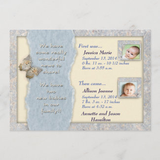 Huggable Twins Birth Announcement