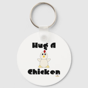 Huggable White Chicken Hug A Chicken Key Ring