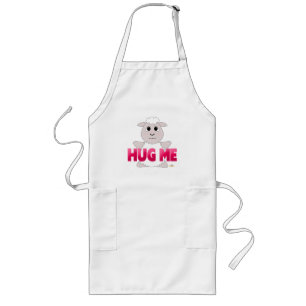 Huggable White Sheep Pink Hug Me Long Apron