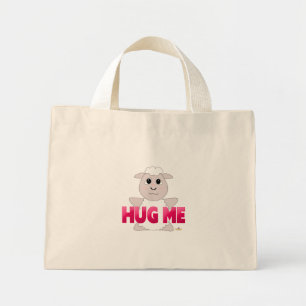 Huggable White Sheep Pink Hug Me Mini Tote Bag