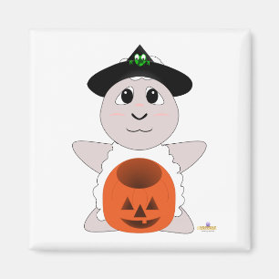 Huggable Witch White Sheep Magnet