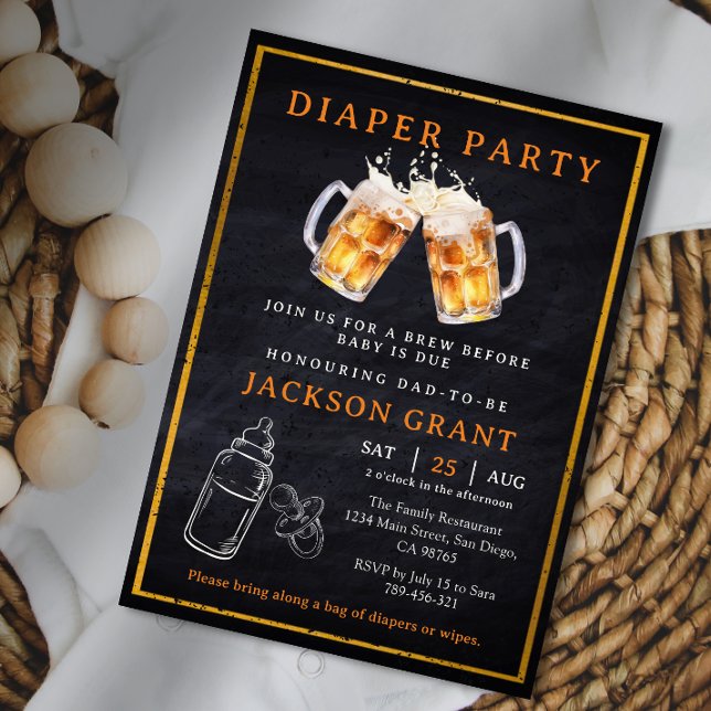 Huggies and Chuggies Beer Diaper Party Baby Shower Invitation (Creator Uploaded)