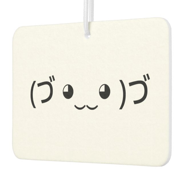 Hugging Emoticon (づ ◕‿‿◕ )づ Japanese Kaomoji Car Air Freshener (Left)