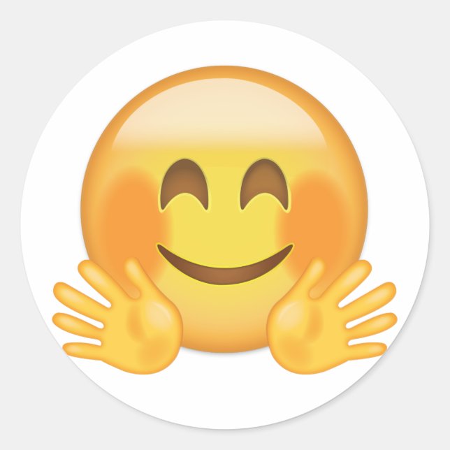 Hugging Face Emoji Classic Round Sticker (Front)