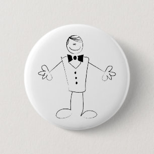 Hugging Groom With Open Arms 6 Cm Round Badge
