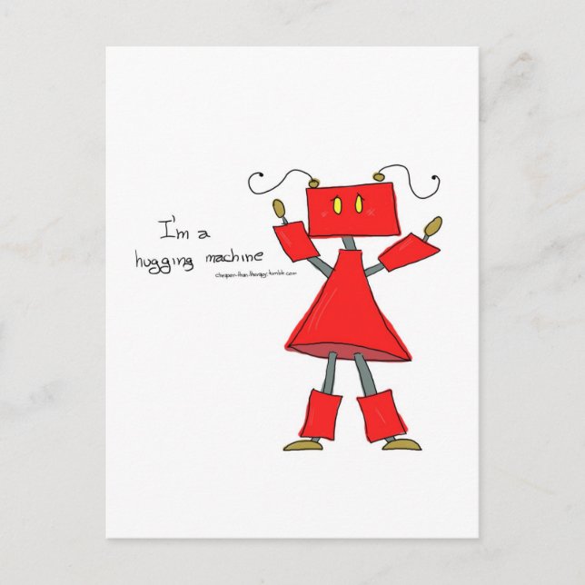Hugging machine postcard (Front)