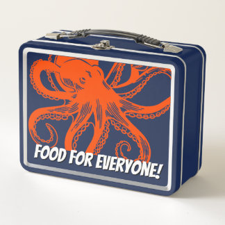 Hugging orange Octopus  Metal Lunch Box
