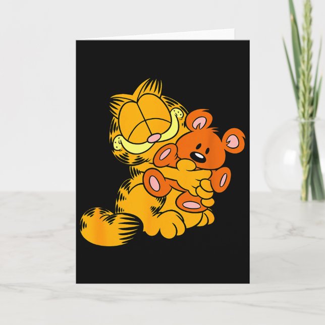Hugging Pooky Cartoon Cat  Card (Front)