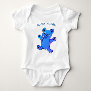 Huggy, huggy,  skyblue teddy bear baby bodysuit