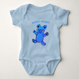 Huggy, huggy,  skyblue teddy bear baby bodysuit