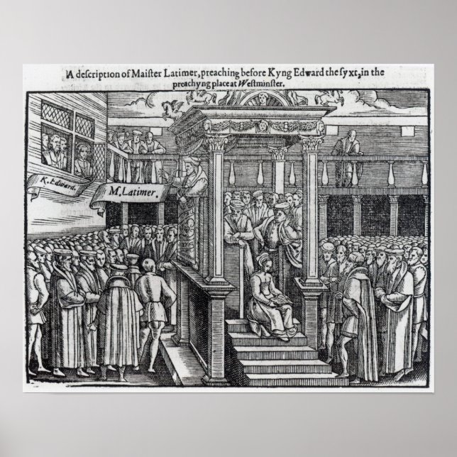 Hugh Latimer  Preaching before King Edward VI Poster (Front)