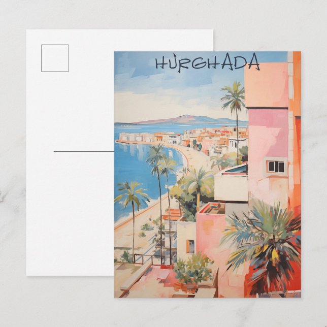 Hugharda Egypt Travel City Painting Aesthetic Postcard (Front/Back)