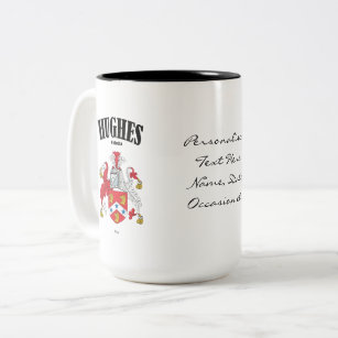 Hughes Family Crest, Translation & Meaning Two-Tone Coffee Mug