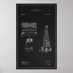 HUGHES TOOL COMPANY OIL DERRICK PATENT 1916 POSTER