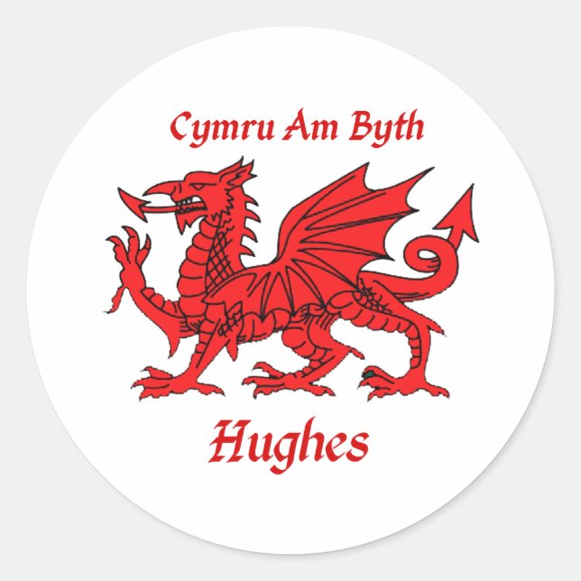 Hughes Welsh Dragon Classic Round Sticker (Front)